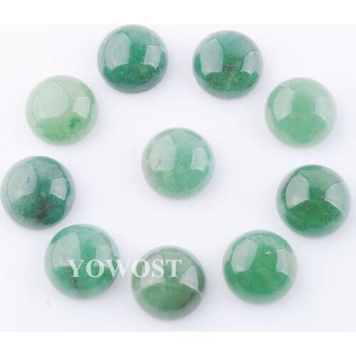 20pcs Aventurine Stone Cabochon 12mm for Jewelry Making No Hole Flat Back fit Round Stud Earring Jewelry Accessories QU3252