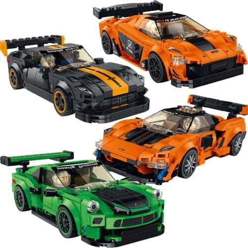4 Styles Racing Simulation Car Models Building Bricks Boys DIY Vehicle Collection Toys Kids Birthday Gift