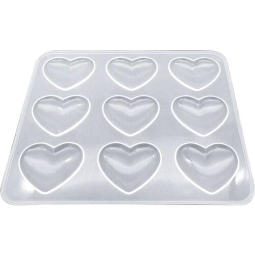 9pcs Heart DIY Epoxy Resin Crafts Jewelry Making Handmade Tools Mirror Crystal Molds Cake Fondant Chocolate Decora Silicone Mold