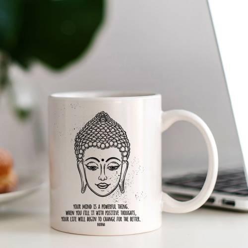 Buddha (Buddha) Brain Power Printed Tea Coffee Cup English Written Mug Cup
