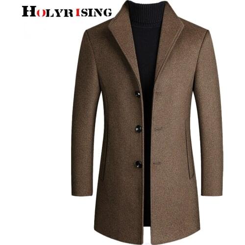 Holyrising Men wool coat Winter Wool Jacket Mens High-quality Thick men trench coat 5 color men woolen coat 19009