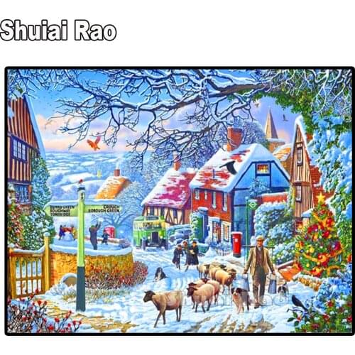 Winter Snow Natural scenery Diy Mosaic Diamond Painting Cross Stitch Full Square Round Drill 5D Picture Of Rhinestone Embroidery