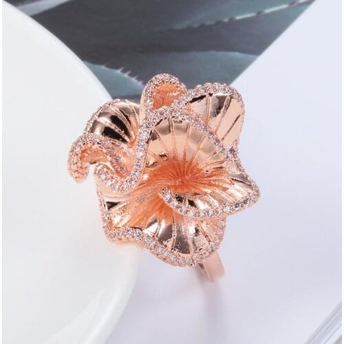 Kinel 2020 New Crystal Flower Wedding Rings For Women Rose Gold Zircon Engagement Rings Fashion Party Retro Jewelry