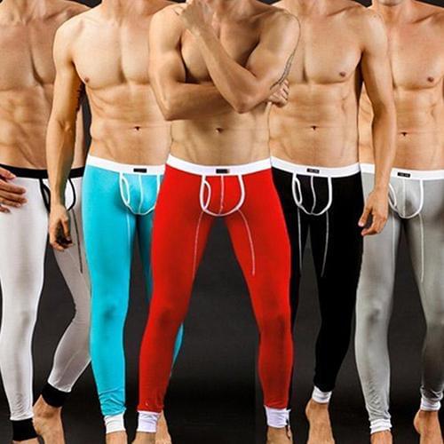 Mens Underwear Fashion Sexy U Convex Pouch Skinny Long Pants Thermal Elastic Underwear Leggings Sports Training Yoga pants