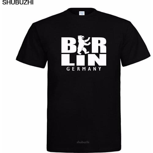 Fashion 100% Cotton Slim Fit Top Solid Color Berlin Germany Wappen Vintage Short Sleeve Cotton T Shirts Man Clothing sbz8211