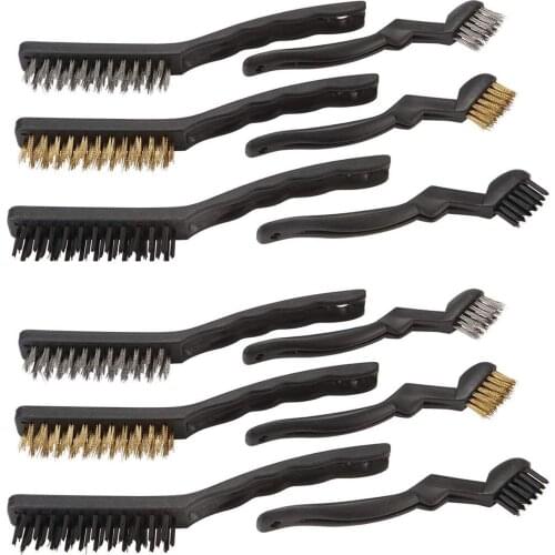 Wire Brush Set|wire scratch brush|stainless steel,brass coated and black nylon|heavey duty and light duty with PP handle