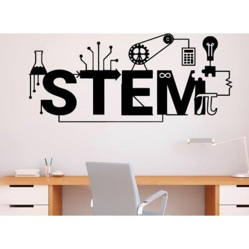 Science Stem Logo Wall Stickers Creative Style Vinyl Decal Technology Pattern Wall Poster School Classroom Decoration AZ273
