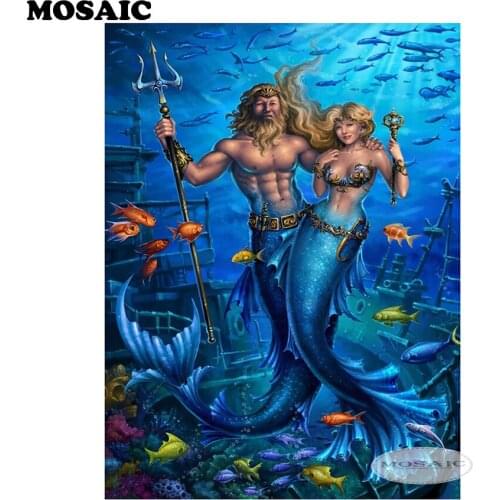 New Diamond Embroidery 5D DIY Diamond Painting,undersea world mermaid couple Cross Stitch Full Rhinestone Mosaic wall art