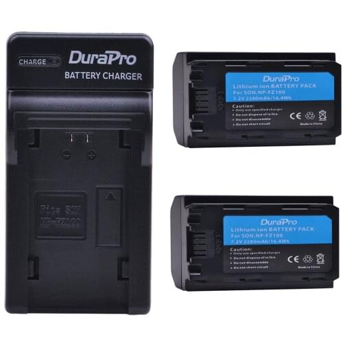 NP-FZ100 2280mAh NP FZ100 Camera Battery Akkus + Single Charger for Sony NPFZ100 Z-Series, Alpha A7 III, A7R III, A9, A9R, A9S