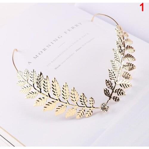Korean Greek Roman Gold color Leaf Wedding Party Crown Bridal Tiara Bride Hair Hoop Accessories Women Girl Jewelry Hairband