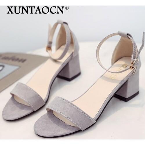 Womens Sandals Buckle Strap Open Toe Ladies Sandalias Pu Summer Shoes Casual Female New Comfort Sandalia Thin High Heels Mujer
