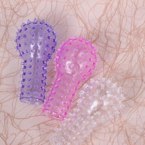 Sex Toys Fun Female Spiked Finger Setscouples Flirting Buckle and Barbed Sets Soft Rubber Sex Products Extender Adult Cock Pump