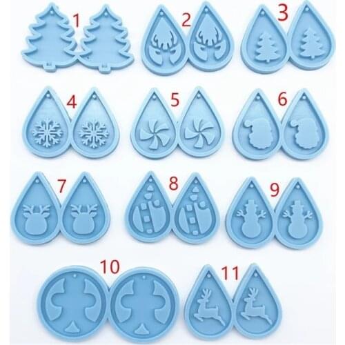 DIY Earrings Silicone Mold Resin Molds Christmas Cake Decoration Accessories Keychain Mold Fondant Tools Chocolate Mold