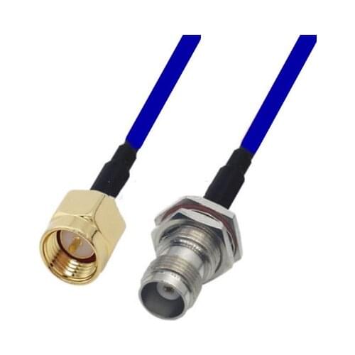 Blue Soft RG142 Double Shielded SMA Male to TNC Female Bulkhead Connector RF Coaxial WIFI Antenna Coax Low Loss Cable 50ohm