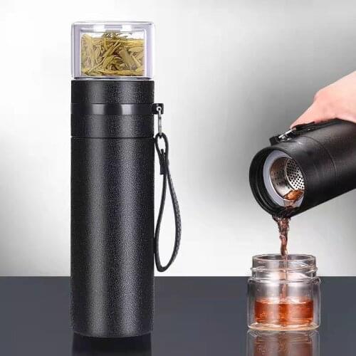 400ml Flask Bottles Thermos Bottle Tea Strainer Thermos Mug Bottle Vacuum Stainless Steel Tea Partition Thermo Cup Glass
