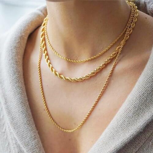 Hip Hop Rappers Chain Necklace 3mm Gold Silver Color Rope Link Choker Fashion Jewelry For Women Men Gift Jewelry Wholesale