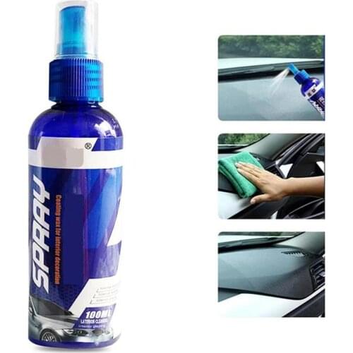 100ml Car Coating Wax Interior Restorer Dashboard Cockpit Trim Spray Auto Care Plastic Leather Sofa Dust Cleaning Liquid Polish