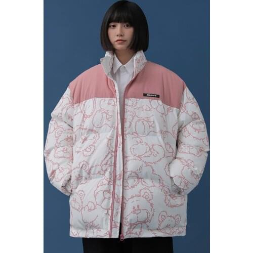 Shelling cartoon splicing explosive cotton jacket 2021 new style womens winter thick short cotton jacket