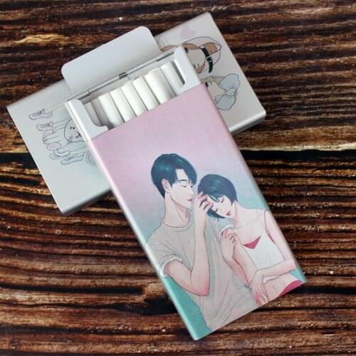 20 Sticks Cute Lovely Loli Little Girl Sliding Thin Slim Cigarette Case For Women Lady Wife Metal Aluminum Cigarette Box Custom