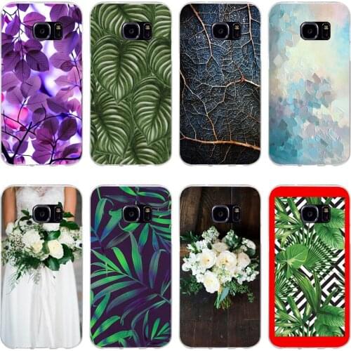 36H green leaves Soft TPU Silicone Cover Case for samsung Galaxy s6 s6 s7 edge s8 s9 plus case