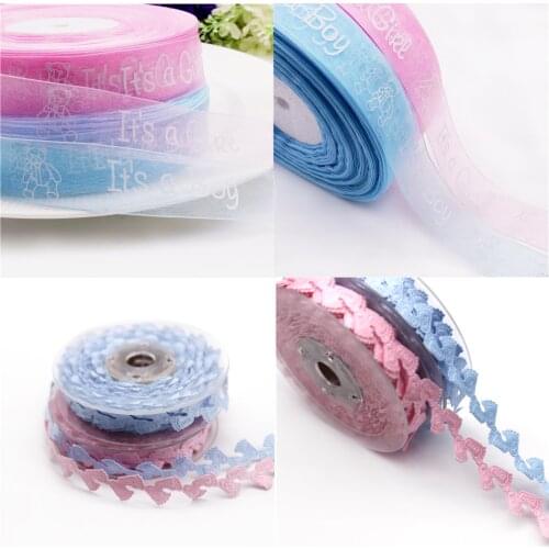 5Yard Its A Boy&Girl Ribbon Baby Foot Print Ribbons DIY Card Gift Wrapping Supplies Candy Box Baby Shower Decorations Ribbon