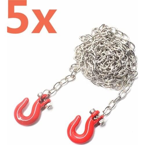 5 Pieces RC Remote Control Cars Supper Long Trailer Hook and Chain for 1/10 Scale Models Rock Crawler Axial SCX10 94180 D90 TRX4