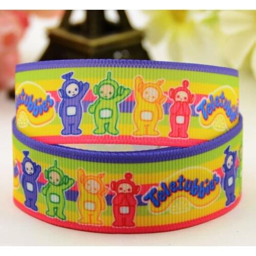 22mm 25mm 38mm 75mm Ruban satin Teletubbies Cartoon Character printed Grosgrain Ribbon party decoration X-01230 10 Yards