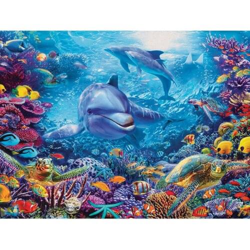 Full Square/Round Diamond Embroidery 5D DIY Diamond Painting "Dolphin ocean" Cross Stitch Mosaic Picture of Rhinestones Decor