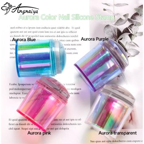 ANGNYA Nail Art Stamper Scraper Sets Transparent Soft Silicone Large Size Rectangle Nail Stamper DIY Image Design Stamp Plate