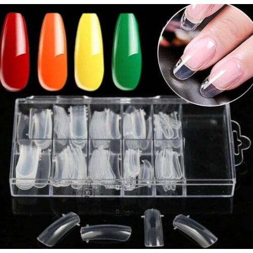 ATOMUS 100pcs Clear Building Nails Gel Mold False Tips Nail Art Finger Extension Decoration