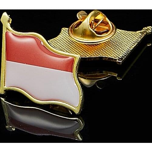 Indonesia National Flag Pin Brooch Badge Jewelry W/ Butterfly Buckle Lapel Pin Hat Shirt Pin Tie Accessories