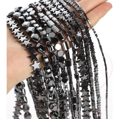 Star Water drop Black Hematite Natural Stone Beads Round Beads For Jewelry Making DIY Bracelet Necklace Accessories Beads 4-8mm