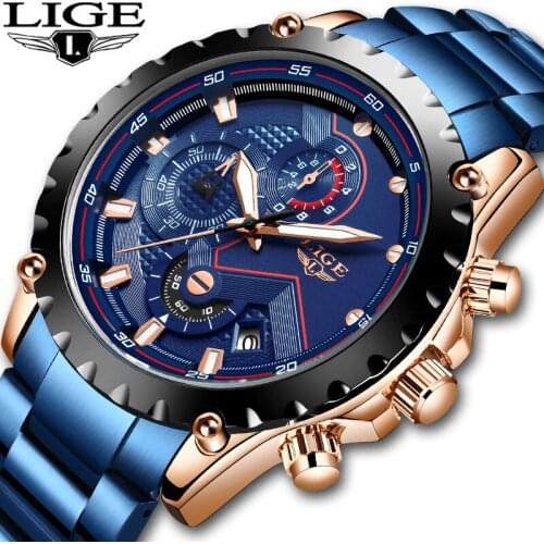 2020 LIGE Brand Business Chronograph Mens Watches Luxury Classic Dial Quartz Watch Men Military Sports clock Relogio Masculino