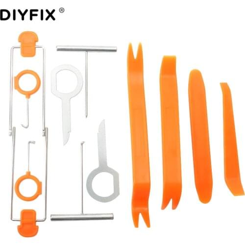 DIYFIX 12 in 1 Portable Auto Car Radio Panel Door Clip Panel Trim Dash Audio Removal Installer Pry Car Repair Hand Tools Set