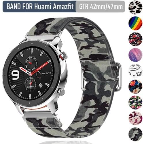 20mm 22mm Adjust Elastic Nylon Watchand for Huami Amazfit GTR 42mm 47mm Watch Band for Huami Watch Sports Wrist Strap Bracelet