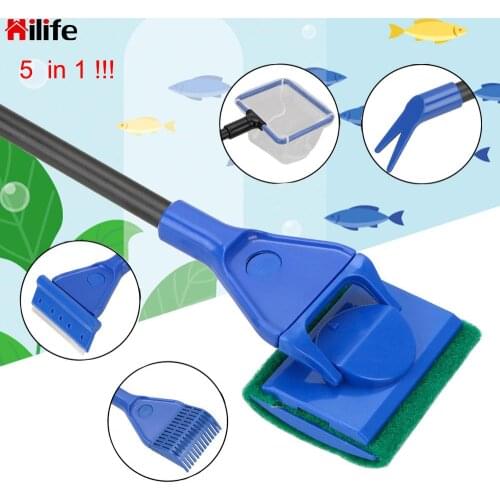 HILIFE 5 in 1 Aquarium Cleaner Adjustable Aquarium Tank Clean Set Aquarium Cleaning Tools