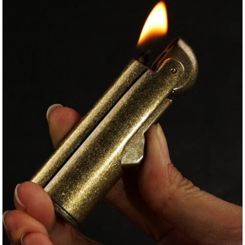 Classic Retro Personality Creative Metal Lighter Kerosene Mechanical Grinding Wheel Side Pressure Ignition Lighters Men’s Gift