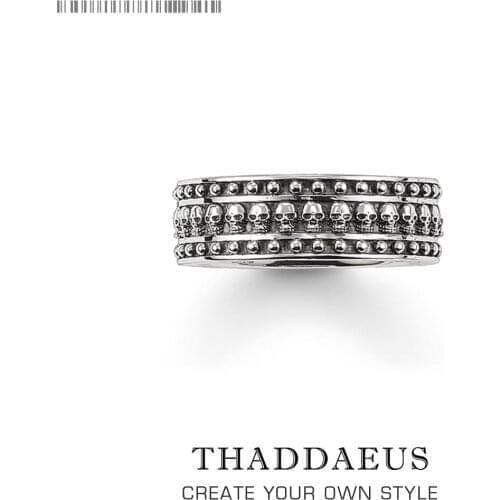 Band Skull Ring Blackened,Europe Style Rebel Punk Trendy Jewelry Good Jewerly For Women Men,2018 Gift In 925 Sterling Silver