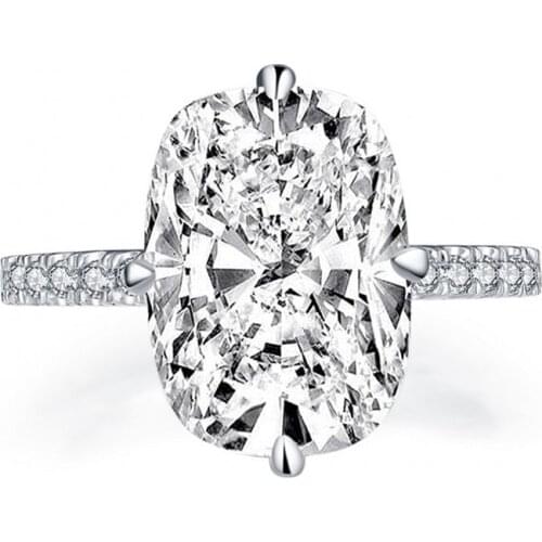 Original 100% 925 Sterling Silver Rectangle Simulated Diamond Luxury Rings Anniversary Engagement Jewelry For Women Fashion Ring