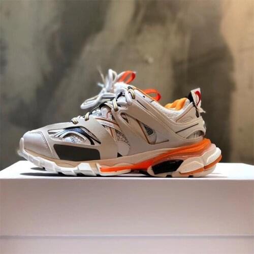 White with orange color track 2.0 shoes in mesh and nylon non leather sneakers women men casual sneakers dynamic sole design top