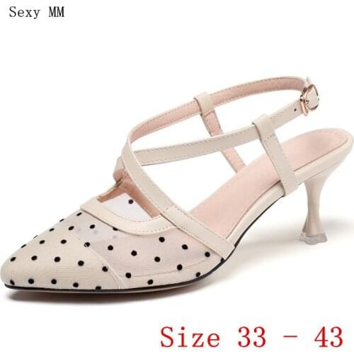 Summer High Heels Women Pumps High Heel Shoes Slingbacks Stiletto Woman Wedding Shoes Small Plus Size 33 - 40 41 42 43