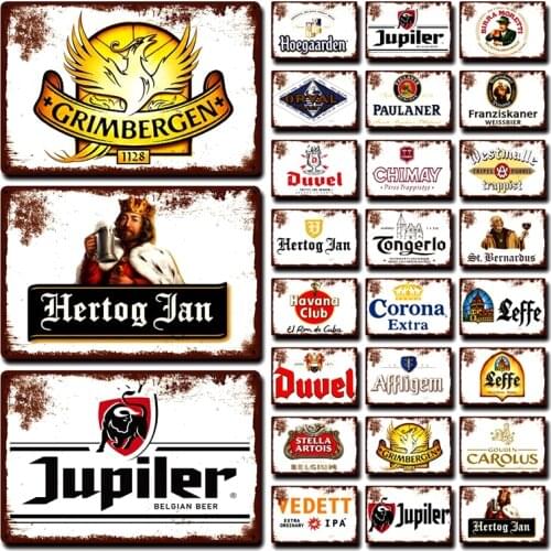 [ Kelly66 ] Belgian Beer Duvel Paulaner Jupiler Leffe Hertog Jan Tin Art Metal Sign Home Decor Painting 20*30 CM Size Dy188