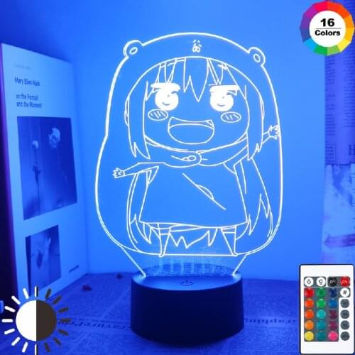 Cute Anime Himouto! Umaru-chan Acrylic Stand Figure Model Toys 3D Lamp Bedroom Study Desk Decor Doma Umaru LED Night Light Gift