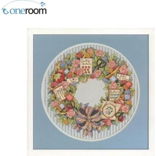 Lovely beautiful counted cross stitch kit stitchers wreath Dim 13616, flower wreath 44X45CM, 14CT