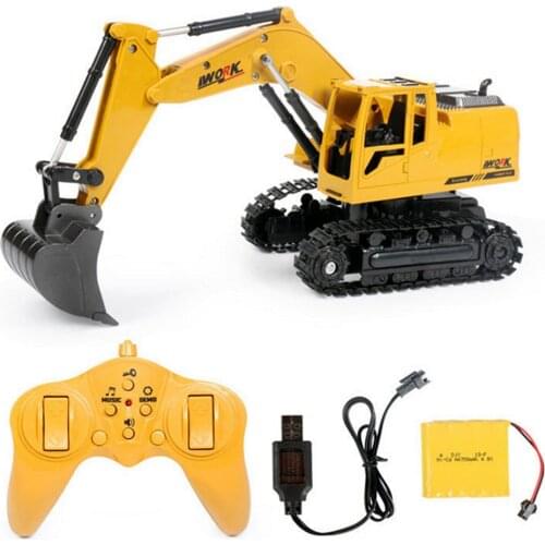 Mini 8CH Remote Control Electric Excavator 1/24 Simulation Engineering RC Excavator Tractor for Children Gift Toy