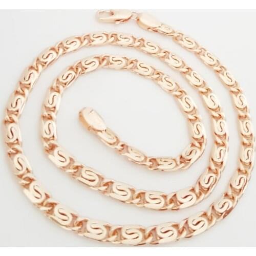 585 Gold Necklace New Fashion Man Jewelry Men Bijouterie Link Chain Necklace 5MM 60cm Men Necklace