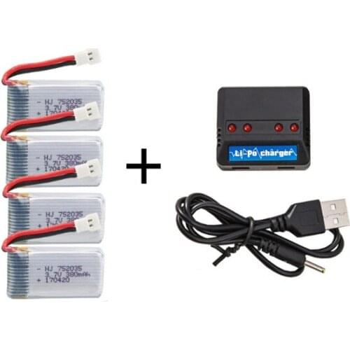 Ewellsold X4 H107D/H107C/HM1306/JXD385 rc Quadcopter/helicopter upgraded 3.7V 380mAh Li-Po 4 battery 752035