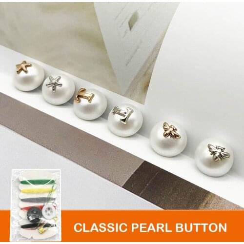 6pcs Round Pearl Buttons for T-shirt Clothing Button Decoration handle DIY