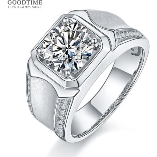Luxury Pure 100% 925 Sterling Silver Moissanite Ring Noble Jewelry Accessories Gift For Men Bridegroom Wedding Party