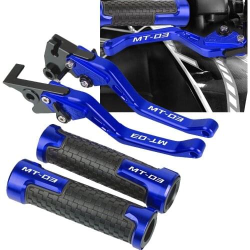 Brake Clutch Levers Motorcycle Grips Handle Grips Brake Clutch Levers With MT03 logo For YAMAHA MT03 2005-2006 MT03 MT 03